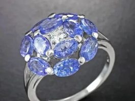 Серебряное кольцо с танзанитом и геометричные дизайны: идеальный баланс природы и современности